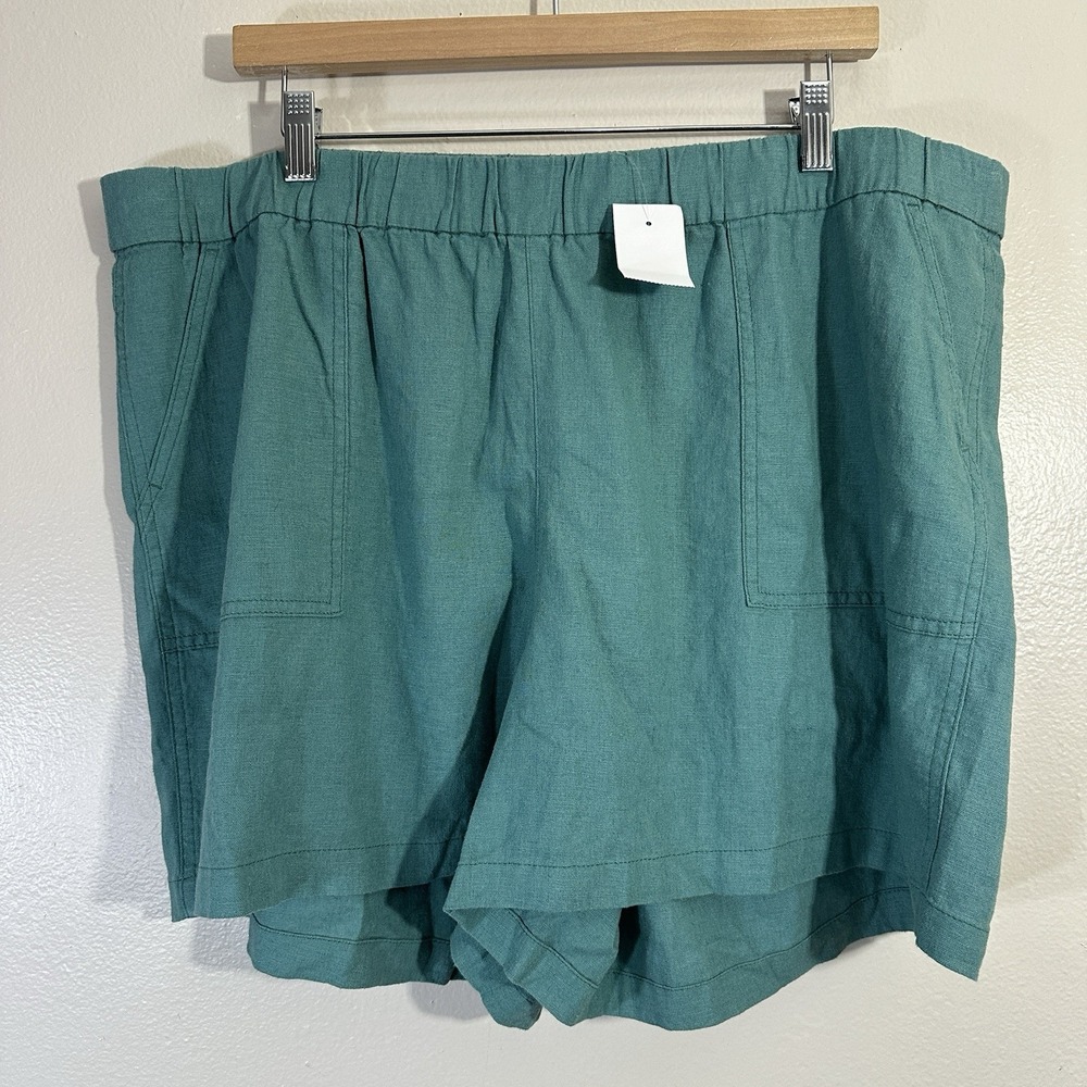 New J Crew Women's XXL Linen Green Shorts Preppy NEW